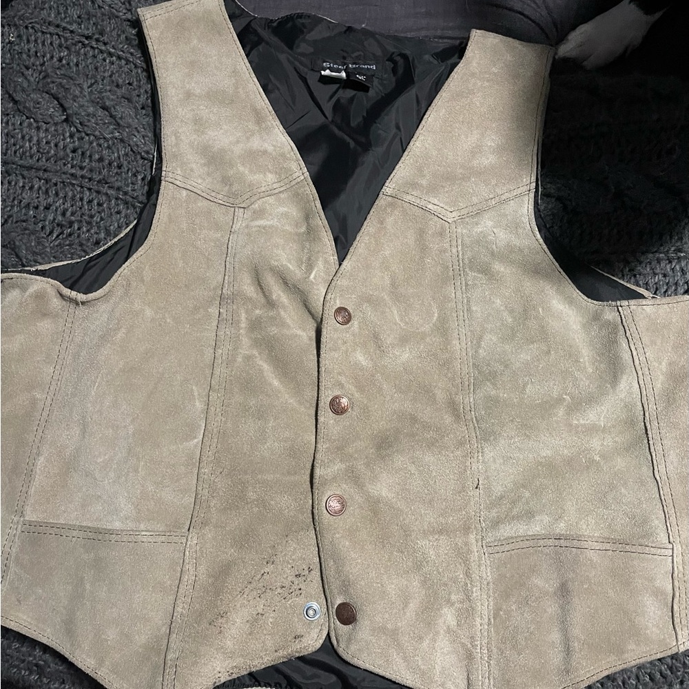 Steer Brand Leather Suede Vest